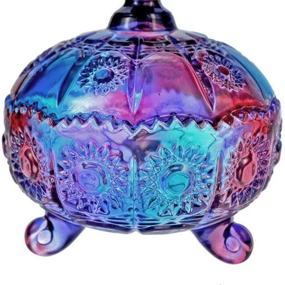 Free People 7oz Crystal Clear Glass Royal Embossed Apothecary Jar With Lids - Picture 6 of 7